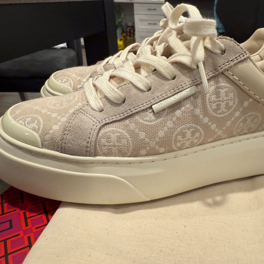 Tory Burch Ladybug Sneaker Cream Monogram Jacquard